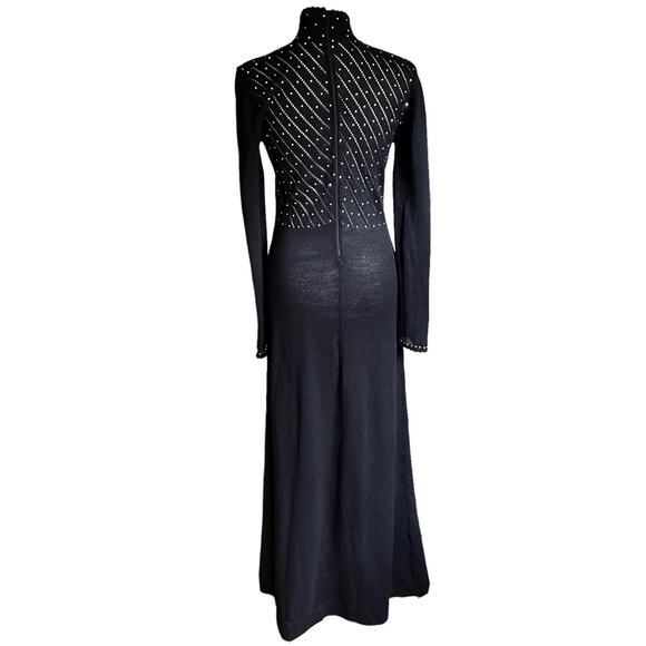 Palena Knit Mock Neck Evening Dress Rhinestones Size‎ 10 True 60s Vintage EUC - Picture 2 of 14